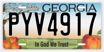 GA license plate PYV4917