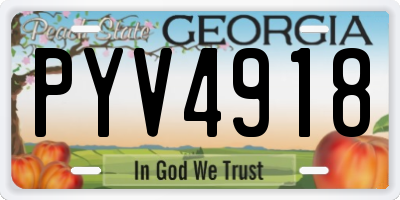 GA license plate PYV4918