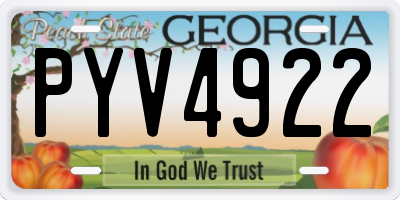 GA license plate PYV4922