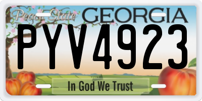 GA license plate PYV4923