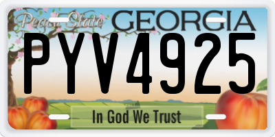 GA license plate PYV4925