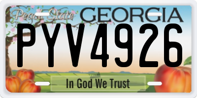 GA license plate PYV4926