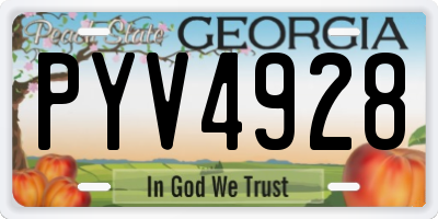 GA license plate PYV4928