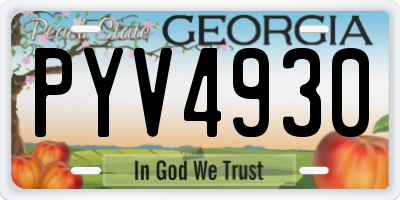 GA license plate PYV4930