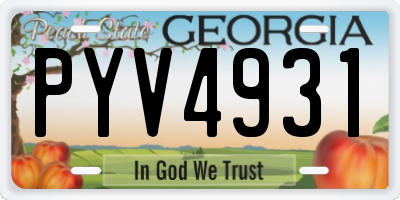 GA license plate PYV4931