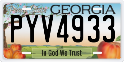 GA license plate PYV4933