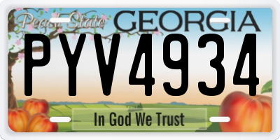 GA license plate PYV4934