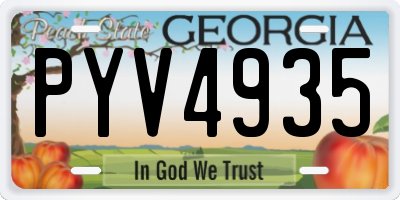 GA license plate PYV4935