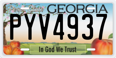 GA license plate PYV4937