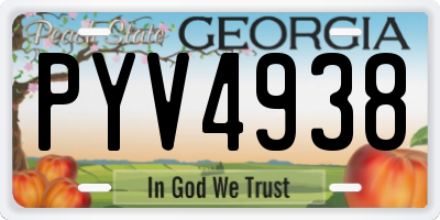 GA license plate PYV4938