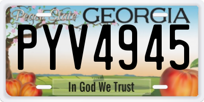 GA license plate PYV4945
