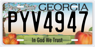 GA license plate PYV4947