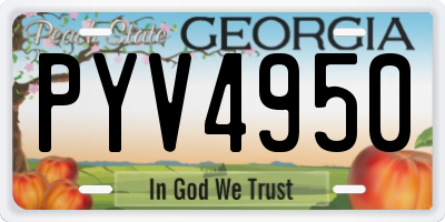 GA license plate PYV4950