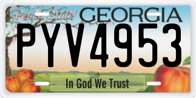 GA license plate PYV4953
