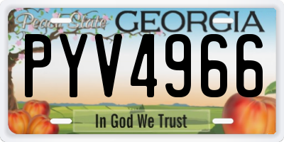 GA license plate PYV4966