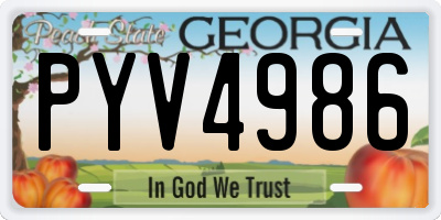 GA license plate PYV4986