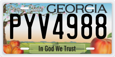 GA license plate PYV4988