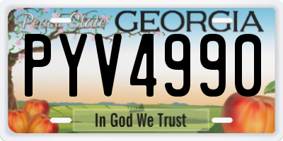 GA license plate PYV4990