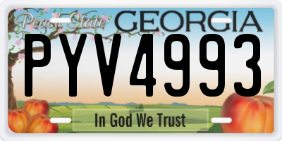 GA license plate PYV4993