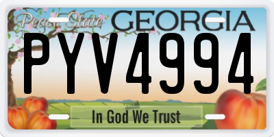 GA license plate PYV4994