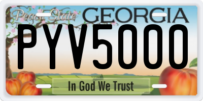 GA license plate PYV5000