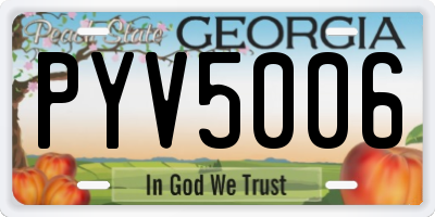 GA license plate PYV5006