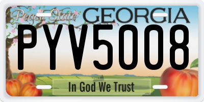 GA license plate PYV5008