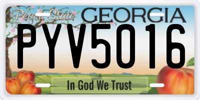 GA license plate PYV5016