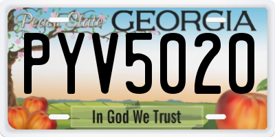 GA license plate PYV5020