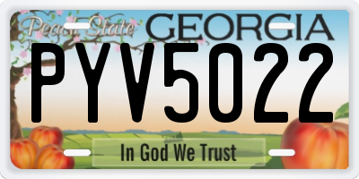 GA license plate PYV5022