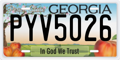 GA license plate PYV5026