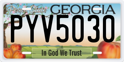 GA license plate PYV5030
