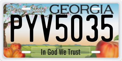 GA license plate PYV5035