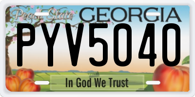 GA license plate PYV5040