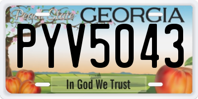 GA license plate PYV5043
