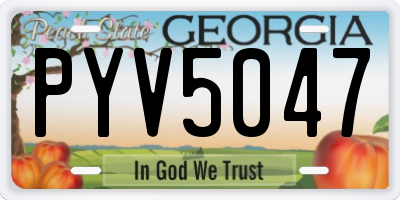 GA license plate PYV5047