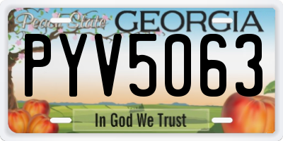 GA license plate PYV5063