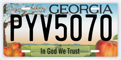 GA license plate PYV5070