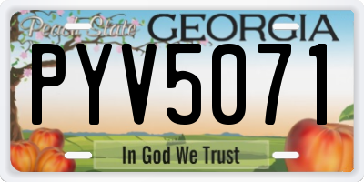 GA license plate PYV5071