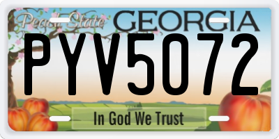 GA license plate PYV5072
