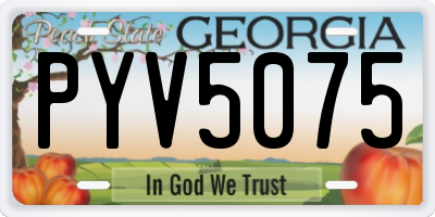 GA license plate PYV5075