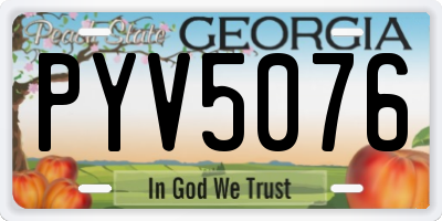 GA license plate PYV5076