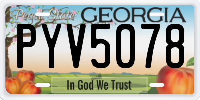 GA license plate PYV5078