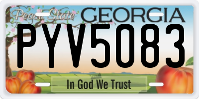 GA license plate PYV5083