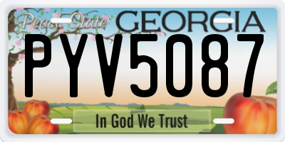 GA license plate PYV5087