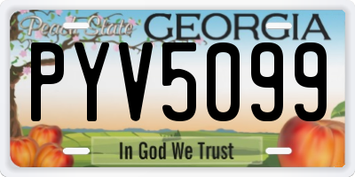 GA license plate PYV5099