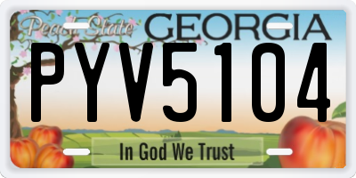 GA license plate PYV5104