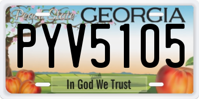GA license plate PYV5105