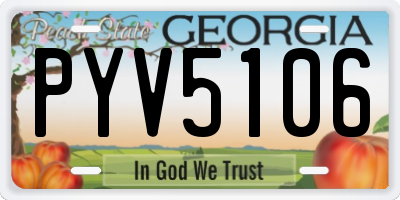 GA license plate PYV5106