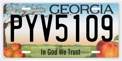 GA license plate PYV5109